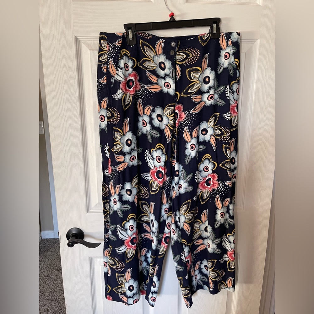 Loft Size 12 Linen Multi Colored Wide Legged Pants